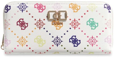GUESS portemonnee Emelie Logo SLG Zip Around Wallet Multi Logo wit