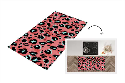 Keukenloper - Loper keuken - Panterprint - Roze - Blauw - Patroon - 120x60 cm - Keukenloper vinyl