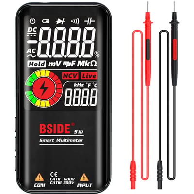 BSIDE S10 Intelligente 9999 Counts Multimeter Digitaal LCD-scherm AC/DC Voltmeter Ohmmeter Test zwart