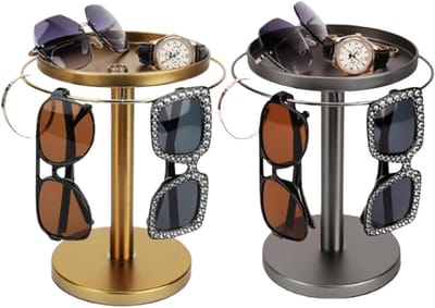 Zonnebrillen Organizer - Brillen Display - Accessoires Opbergen - 360 Graden Draaibaar - Houdt 12 Brillen - Zwart Goud