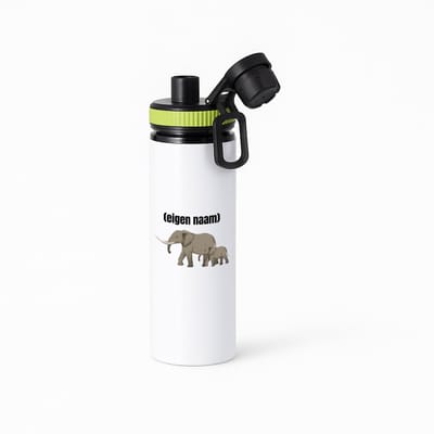 Hacebo® - olifant en kleine met eigen naam waterfles met draaidop groen - Olifant - dieren liefhebber - iemand die houdt van olifanten - verjaardag - cadeau - kado - geschenk - water fles - 850ML