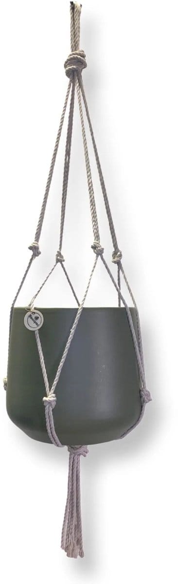 Minimalistische Plantenhanger - Kies kleur en lengte - Kleur: Linnen - 60 cm lang - Katoenkoord - Geschikt voor Pot met Diameter t/m 15 cm - Handgemaakt in ons Macramé Atelier - Prijs per Stuk - Let op: Exclusief Pot - Inclusief Verzendkosten