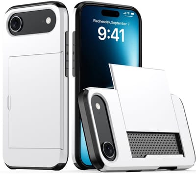 Mobiq - Hybrid Card geschikt voor iPhone 17 Air Hoesje met Pashouder - wit