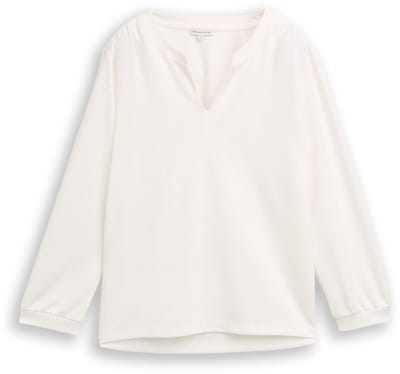 Tom Tailor - Shirt met lange mouwen en ruches - Maat XXL - Whisper White