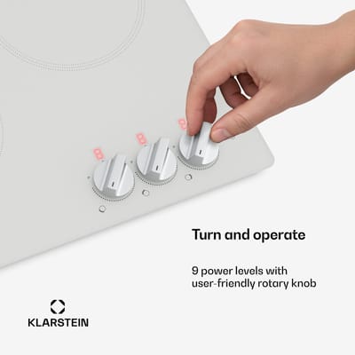 Klarstein Kochheld inductiekookplaat - Elektrische inductiekookplaat met 3 zones, 5700 W boost, draaiknopbediening, restwarmte-indicator, oververhittingsbeveiliging, keramisch glas, 45 cm inbouwkookplaat, wit