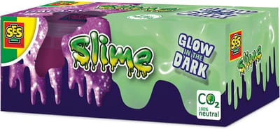 SES Creative - Slime - Glow in the dark slijm – 2 potjes kant en klare slijm in 2 kleuren en diktes - goed uitwasbaar - veilig voor kinderen - Gluten vrij