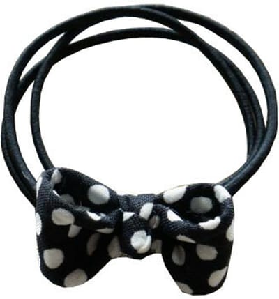 Haarsoires Haarelastiek – Strik 3,5cm - Stippenprint – Zwart Wit