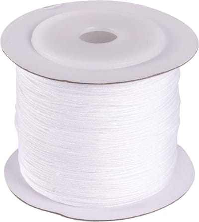 142 Yards 0.6mm Wit Gevlochten Nylon Draad - Chinese Knoopkoord Touw voor Macrame, Kumihimo, en Meer