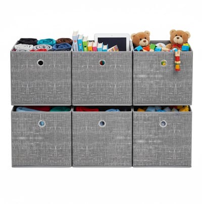 SONGMICS - Opbergbox - Opbergdoos - Set van 6 - Vliesstof met Handgreep - Voor Kubusrek - Opvouwbaar