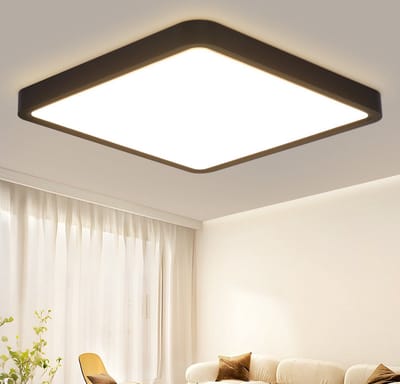 NETTLIFE Plafondlamp - LED - Ø 23 cm - Zwart plafonniére - 23W - warmwit licht - rechthoek