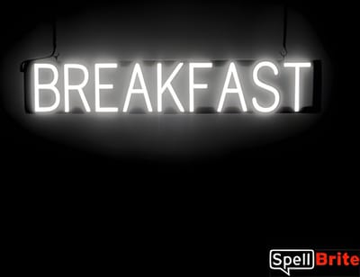 BREAKFAST - Lichtreclame Neon LED bord verlicht | SpellBrite | 89,16 x 16 cm | 6 Dimstanden & 8 Lichtanimaties | Reclamebord neon verlichting