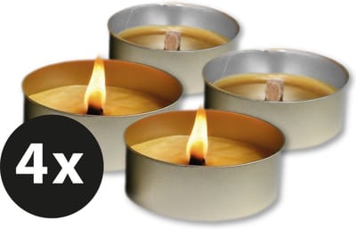Vlamschaal - Vuurschaal - Buitenkaars - Kaars - 4 stuks - 4-5 branduren