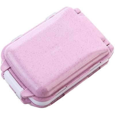 Creatieve verzegelde drielaagse kleine medicijndoos, draagbare opvouwbare driedelige medicijndoos, mini-opbergdozen met 8 compartimenten roze