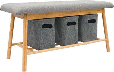Scandinavische Schoenenbank met 3 Opbergmanden - Stijlvol en Compact