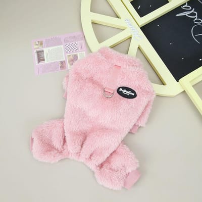 Vêtements pour animaux de compagnie en polaire Automne Hiver Combinaison Pyjama Chien Chaud Pour Petits Chiens Bichon Spitz Poméranien Vêtements Chiots Chien Chat Salopette Manteau (pink,S) rose