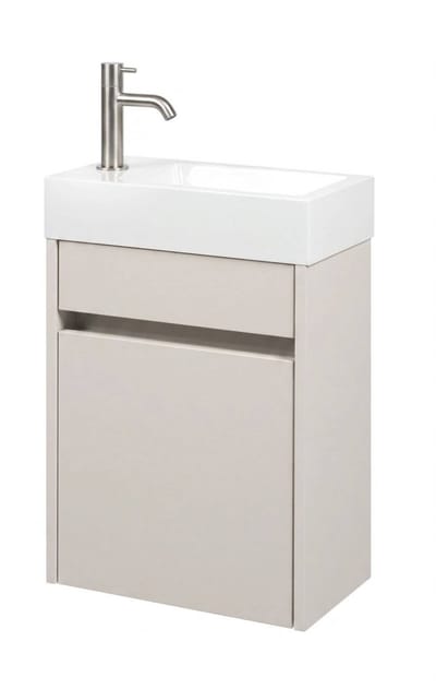 Saqu Florence fonteinmeubel kiezel grijs incl. fontein en rvs-look kraan links