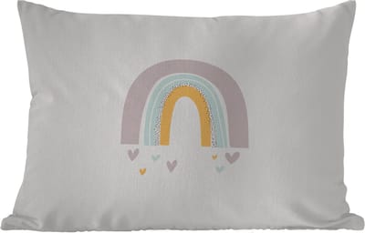 Buitenkussens - Tuin - Regenboog - Hartjes - Meisjes - Jongens - Pastel - 50x30 cm