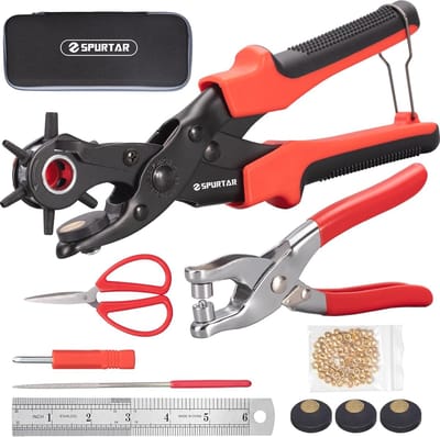 Multi-size Leer Perforator Set voor Doe-het-Zelf Projecten - Perfect voor Stof, Kunststof en Papier