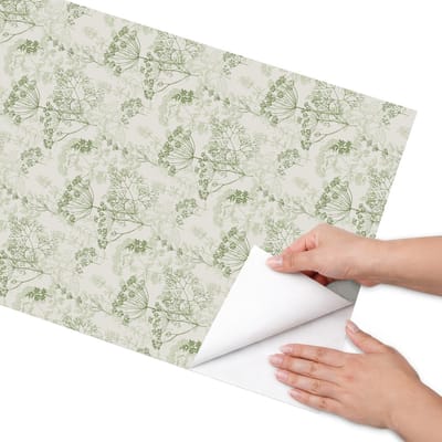 Coloray Meubel Wrap Folie - Groente Meubelfolie - 50x100 cm - Decoratiefolie Zelfklevend Botanisch werk - Meubelfolie Zelfklevend - Scandinavisch Meubelfolie - Wrapfolie Keuken - Wanddecoratie - Bloemen en planten