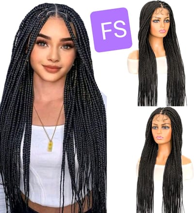 30 Inch Lange Synthetische - zwart Gevlochten Dames pruiken- vlechten Pruiken Extension Volledige Pruik 4x4 lace closure