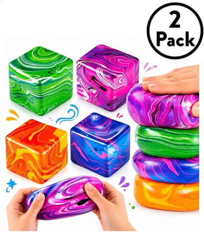Cool Cube Squishy - 2 pack - 5 x 5 x 5 cm groot - Fidget - Squishy - Fopartikel - Schoencadeautje - Relax - Pocketformaat - Voor onderweg