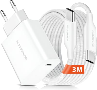 45W Super Snellader Set - 3 Meter - USB C naar USB C - Geschikt voor Samsung S24, S23, S22, S21, S20 Ultra Plus FE - Fast Charger