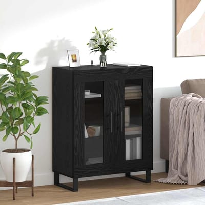 vidaXL - Dressoir - Zwart - Eiken - 69,5 - x - 34 - x - 90 - cm - Bewerkt - hout