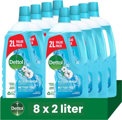 Dettol Allesreiniger Katoenfris 2L - 8 Stuks - Voordeelverpakking