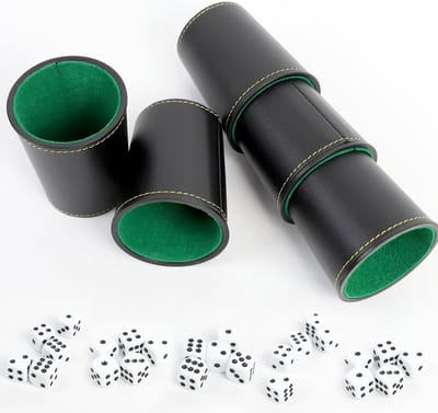Set van 5 Leer Dobbelbekers - Geluidsisolerende Dobbelsteenbekers voor Bordspellen en Reizen