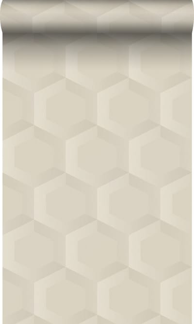 Origin Wallcoverings behang 3d hexagon motief lichtbeige - 53 cm x 10.05 m - 348018