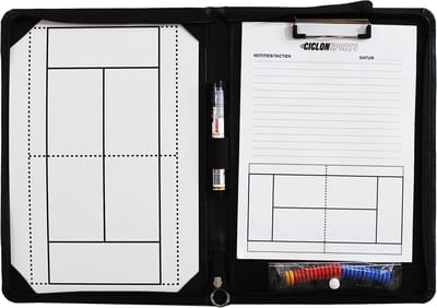 Coachmap padel / tennis - Tactiekmap - Trainersmap - Lederen map met magneten, notitieblok en accessoires