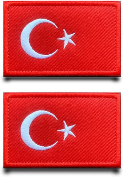 Iron-on patches Turkey vlag 2 stuks - 8 x 5 cm - Hoge kwaliteit polyester - Voor kleding en accessoires - ShopVlot
