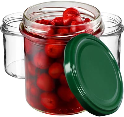 KADAX jampotten, 350 ml, diameter 82 mm, inmaakpotten met schroefdeksel, honingpotten, voorraadpotten voor paddenstoelen, jam, honing (10 stuks, groen)