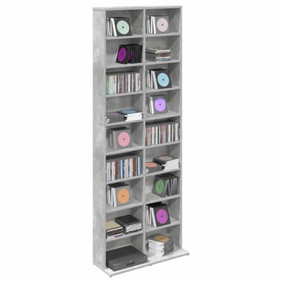 vidaXL - CD - Kast - Betongrijs - 65 - x - 23,5 - x - 175 - cm - Bewerkt - hout