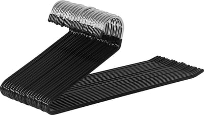 bomoe Broekhangers Kian Kledinghangers Set Zwart - 20 Kleerhangers - Ruimtebesparende Hangers Metaalhangers met Anti-slip Broekenstang en Handig Open Design voor broeken en meer