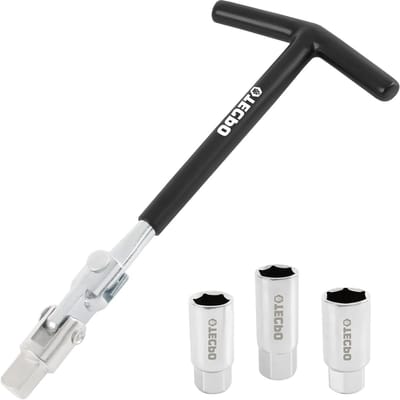 Bougiesleutelset T-greep - Bougiesteeksleutel - Motoronderhoud - 240° Draaibare Kop - 16 18 21 mm - Chroom-Vanadium