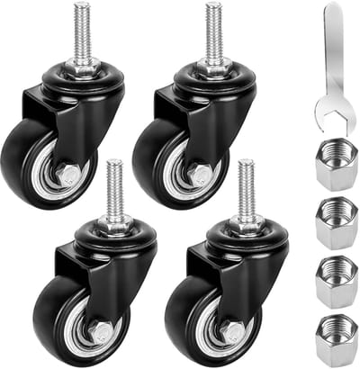 Dailygoods- Meubelwielen Heavy Duty - Zwenkwielen Set van 4 - 40 mm M8 x 25 mm Schroef - 360 Graden Rotatie - Robuuste Rubber - Geen Sporen