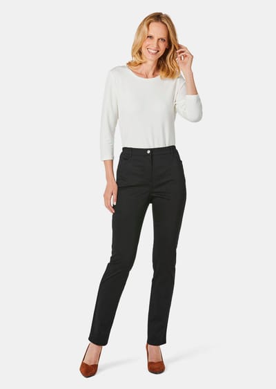 Satijnen katoenen broek LOUISA COMFORT+ - zwart - Gr. 38 van Goldner Fashion
