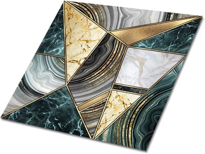 Tulup PVC Tegels - Art Deco Abstractie Vinyl Tegels - 30 cm x 30 cm - Veelkleurig Wand PVC Tegels - 9 stuks - Zelfklevende Vinyltegels - Geometrisch Plaktegels - Vinyl Tegels Zelfklevend - Plaktegels keuken en Badkamer