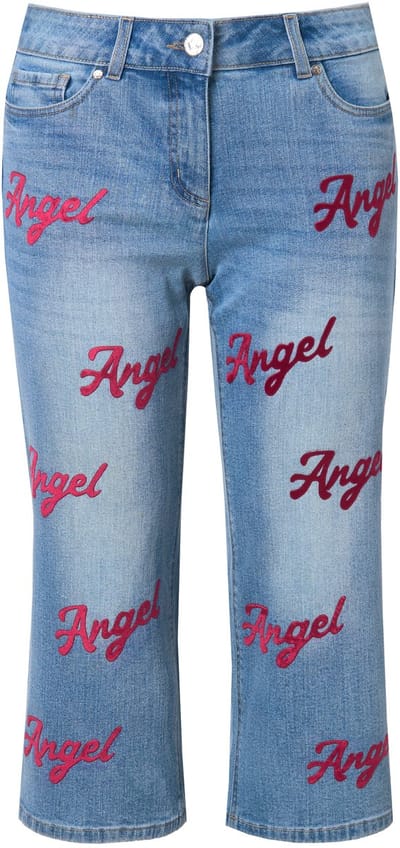 Angel of Style - Dames - Jeans Paula straight fit geborduurd opschrift - Licht blauw denim - Maat 42
