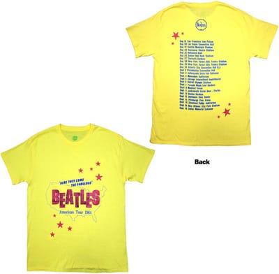 The Beatles - American Tour '64 Heren T-shirt - S - Geel