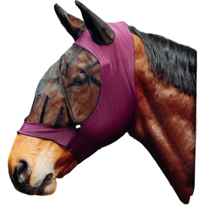 Horze Zacht Stretch Vliegenmasker, Dark Red, Pony