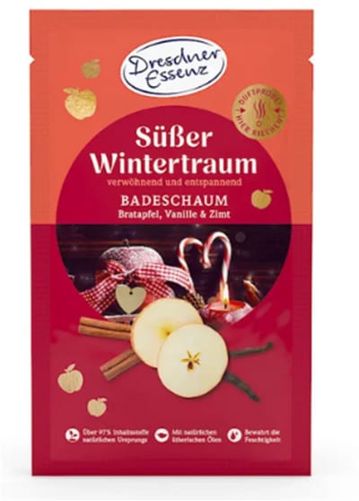 Kerst Badschuim Süßer Wintertraum | Braadappel, Kaneel & Vanille | 1x 60g | Badzout Wintergeur Dresdner Essenz - Speciaal voor de wintermaanden