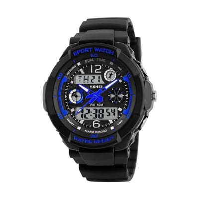 Kinderhorloge – Analoog Digitaal – Chronograaf – Shockproof – Blue - Giftbox - Ø 42 mm