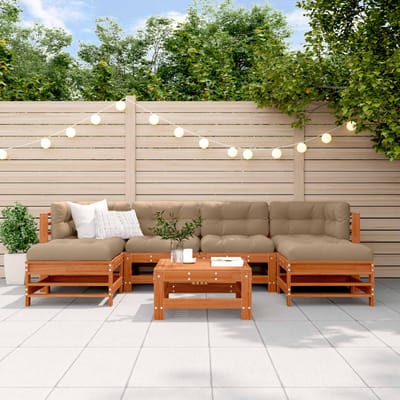vidaXL - Tuin - loungeset - 7 - st - Wasbruin - Massief - grenenhout