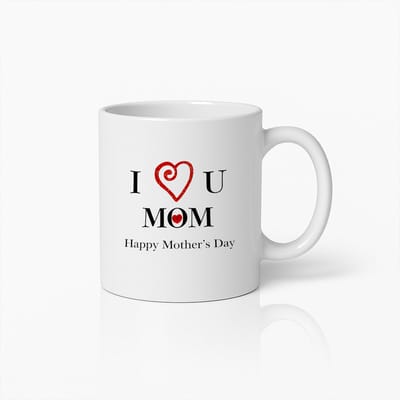 I Love You Mom Koffiemok - Moederdag Cadeau 2026 - Keramiek Wit - 330ml