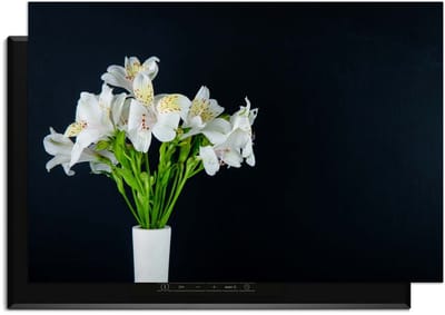 KitchenArt - White Whisper - Inductie Beschermer - 90x50 cm - Kookplaat Beschermer - Luxe Afdekplaat Inductieplaat - Anti-slip & Oprolbaar - Beschermmat Inductiekookplaat