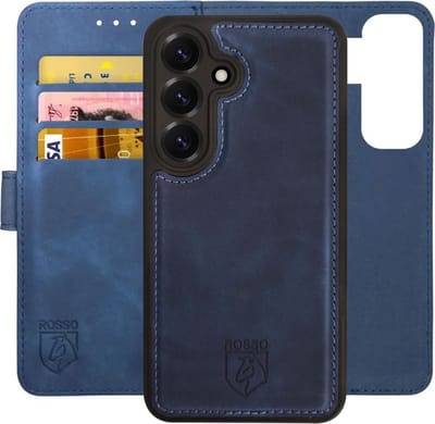 Rosso Element Geschikt voor Samsung Galaxy S25 | Uitneembaar 2-in-1 Hoesje | Luxe Portemonnee | Back Cover en Book Case | Pasjeshouder | Blauw