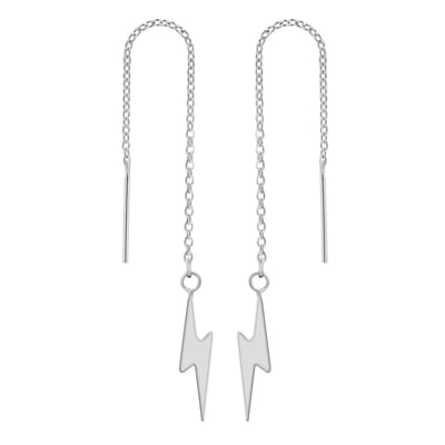 Zilveren oorbellen - chain design - bliksemschicht - 925 zilver