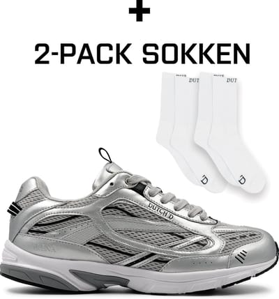 Dutch'D - Sneaker + 2 Pack Sokken - Silver - Arena - Maat 37